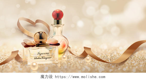 金色小清新妇女节母亲节香水光影丝绸珍珠女王节背景